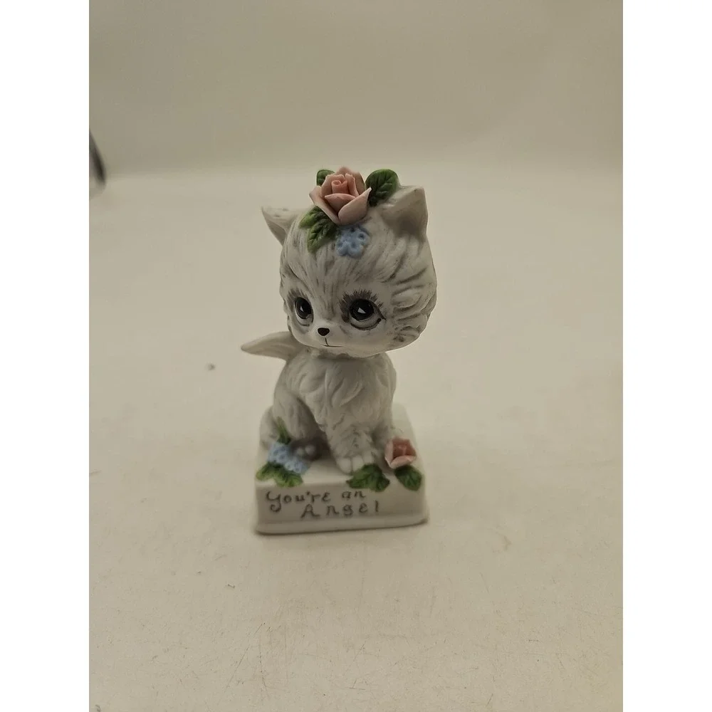 Vintage‎ Josef Originals Bisque CAT Angel Figurine 